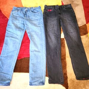 Eddie Bauer Flannel Lined faded jeans 2 pr black and faded denim.  Size 8